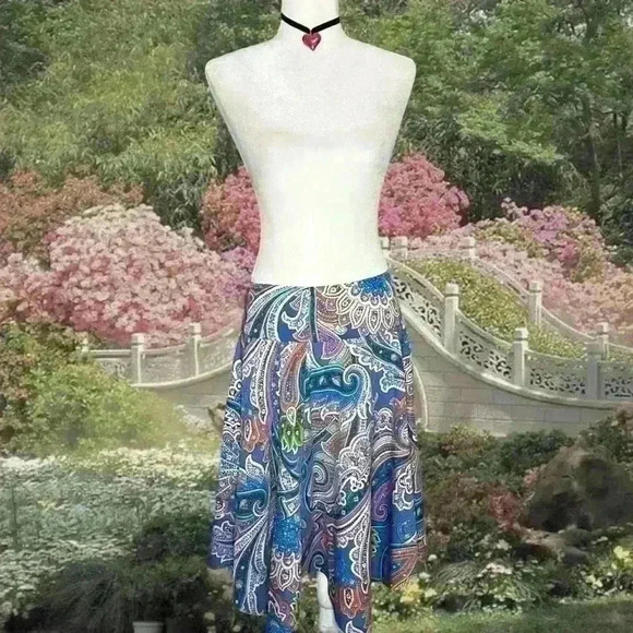 Ralph Lauren Dresses & Skirts - Ralph Lauren Bright Blue Boho Asymmetrical Midi Skirt Size 2